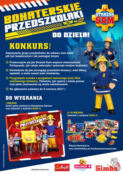 Przedszkolaki szukają codziennych bohaterów! Dziecko, LIFESTYLE - Wystartował konkurs „Bohaterskie przedszkolaki”, który zachęca przedszkolaków do zabawy oraz nauki jak być bezpiecznym. Maluchy mają znaleźć w swoim otoczeniu wyjątkowych ludzi i przedstawić ich przygody w komiksie. Do wspólnej zabawy zapraszają Strażak Sam oraz Rybka MiniMini.