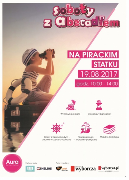 Piracki statek wpłynie na wody Aura Centrum Dziecko, LIFESTYLE - Olsztyńskie centrum zaprasza dużych i małych miłośników pirackich opowieści na sierpniowe spotkanie z cyklu Soboty z Abecadłem. Wakacyjne przygody z pirackim statkiem i szantami w tle czekają na wszystkich śmiałków 19 sierpnia br.